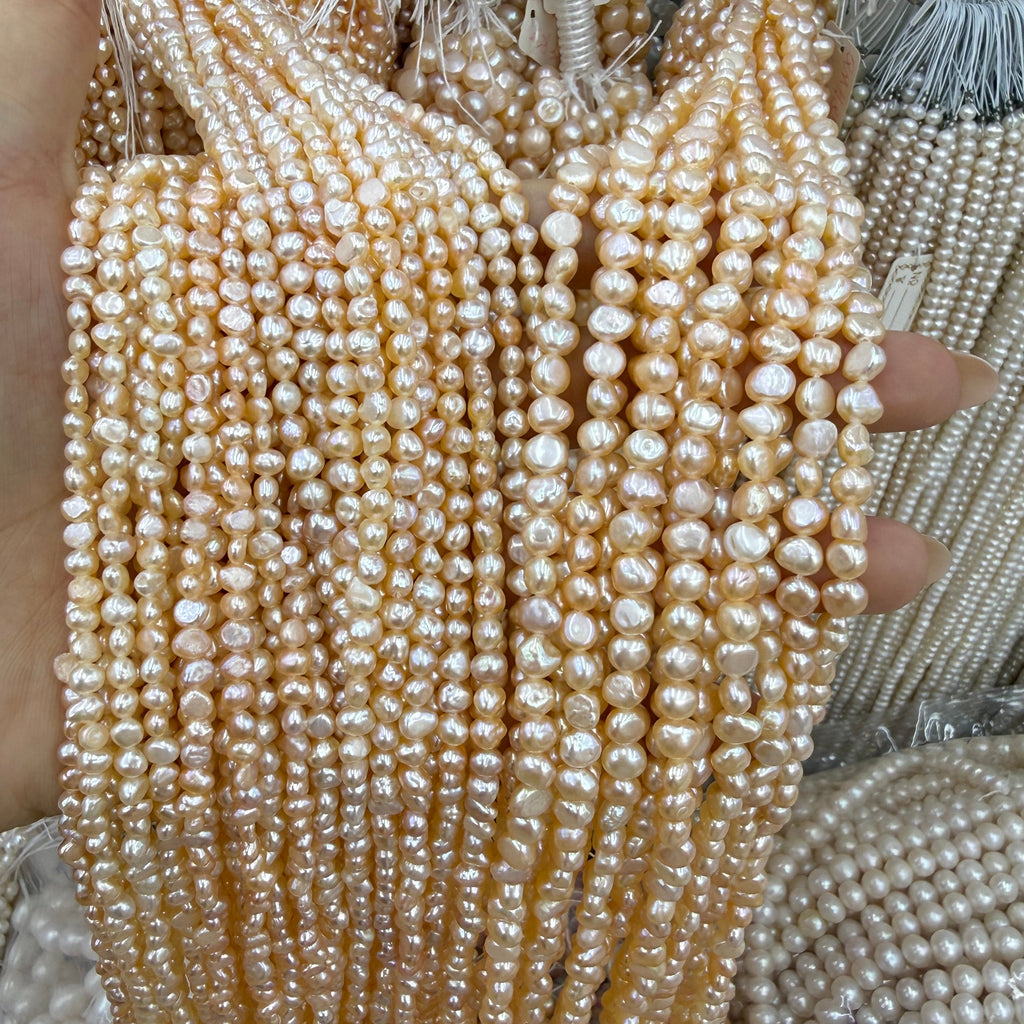 Light Champagne Baroque Freshwater Pearl Beads