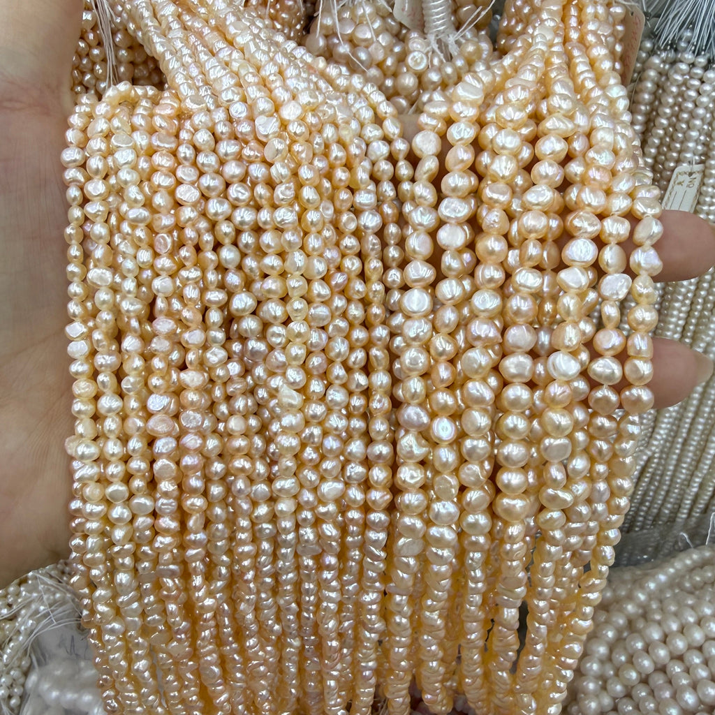 Light Champagne Baroque Freshwater Pearl Beads