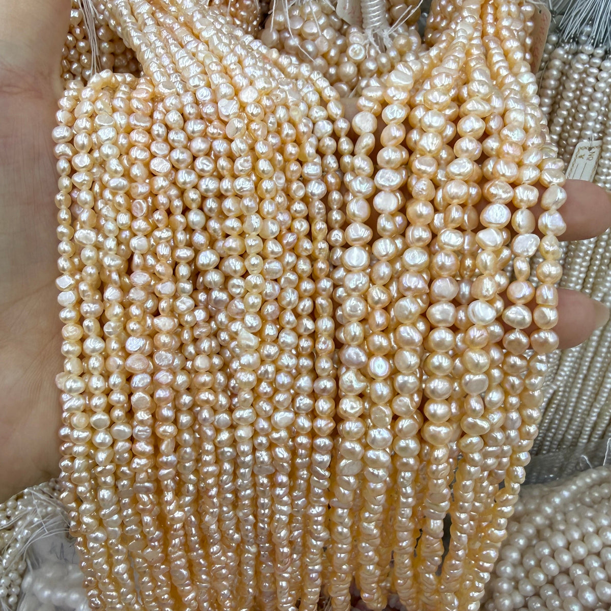 Light Champagne Baroque Freshwater Pearl Beads