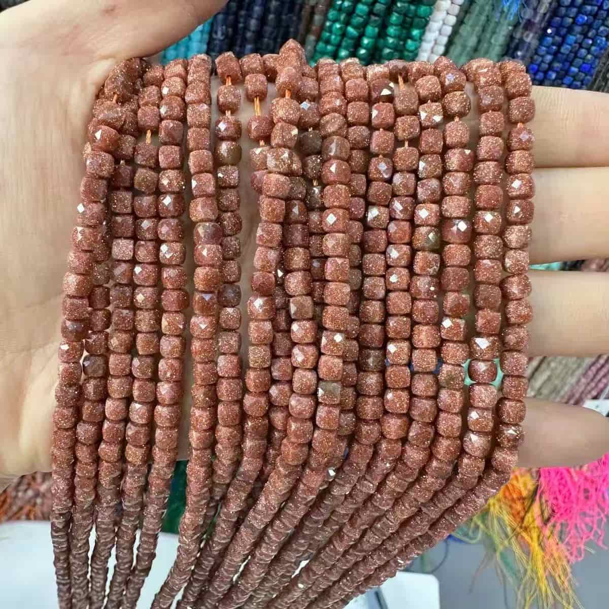 Square Faceted Beads 4-5MM Gemstone/Quartz/Jasper/Agate