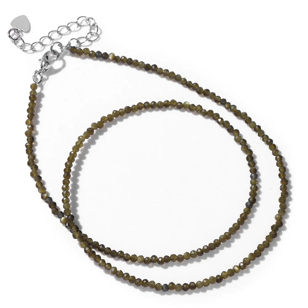 2mm Shining Beads Stone Necklace Choker Jewelry