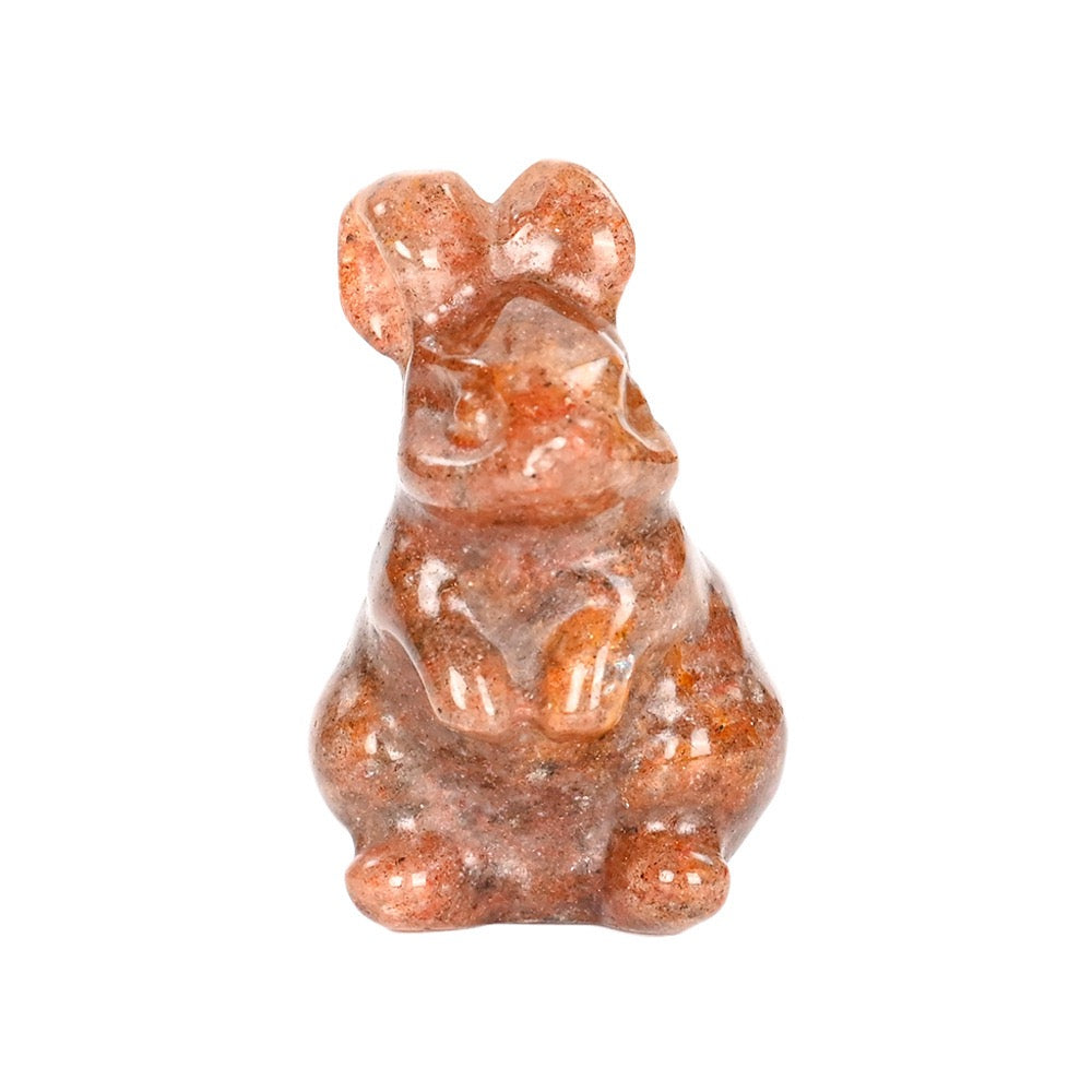 Cute Rabbit Statue Hand Carved Animal Figurine