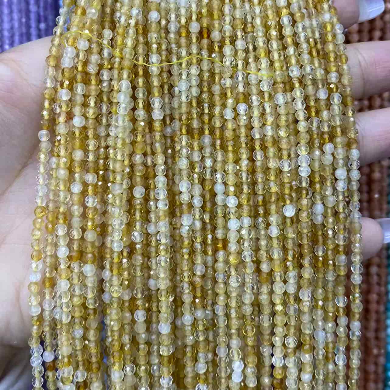 Tiny Round Faceted Beads Gemstone/Quartz/Jasper/Agate 2mm 3mm 4mm