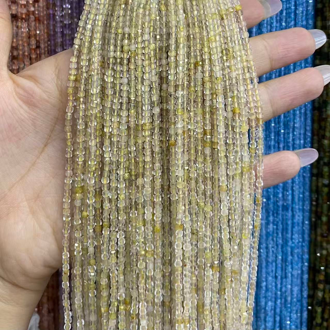Tiny Square Faceted Beads 2-3mm Gemstone/Quartz/Jasper/Agate