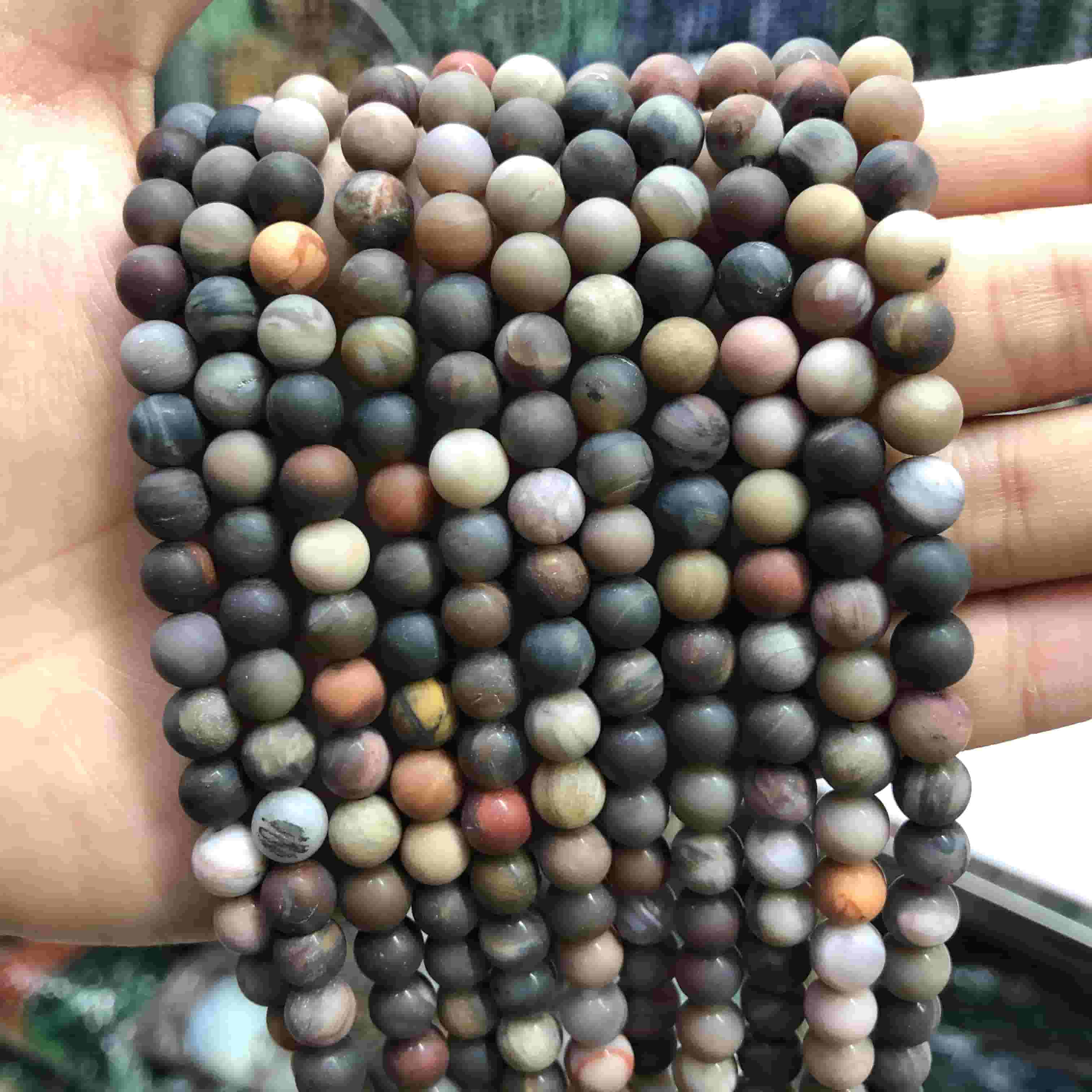 Round Matte Beads Crystal/Quartz/Jasper/Agate 4mm 6mm 8mm 10mm