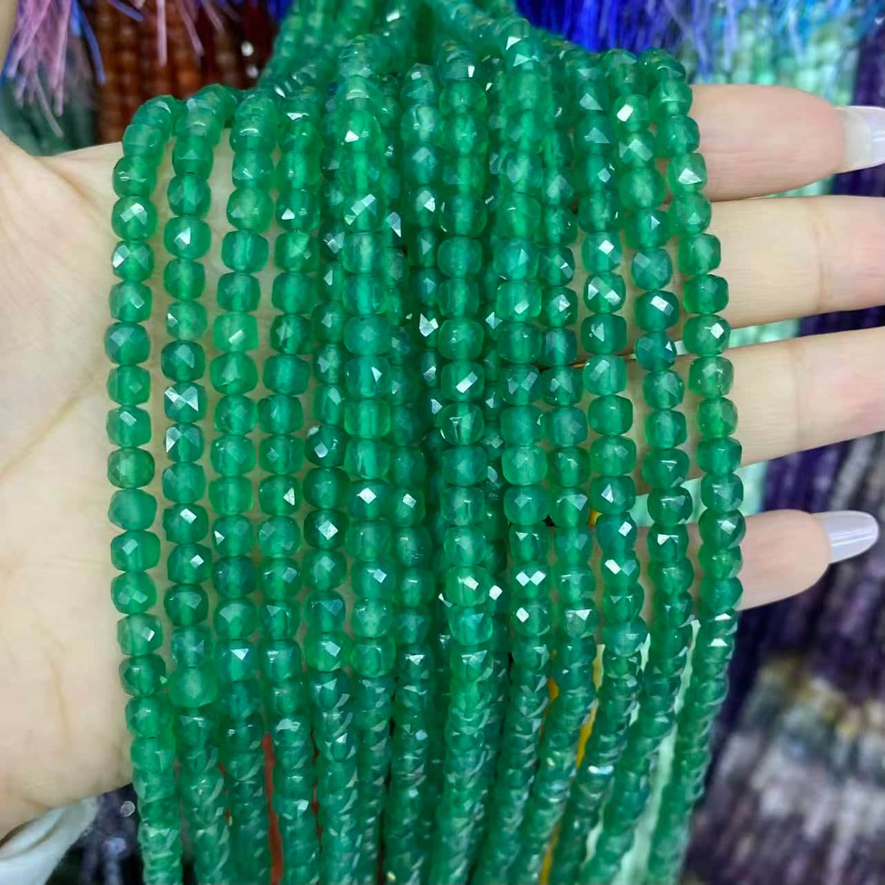 Square Faceted Beads 4-5MM Gemstone/Quartz/Jasper/Agate
