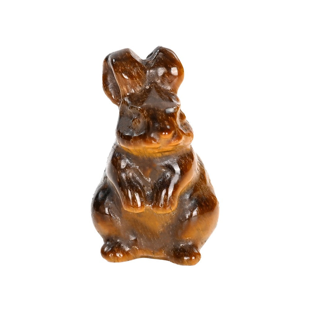 Cute Rabbit Statue Hand Carved Animal Figurine