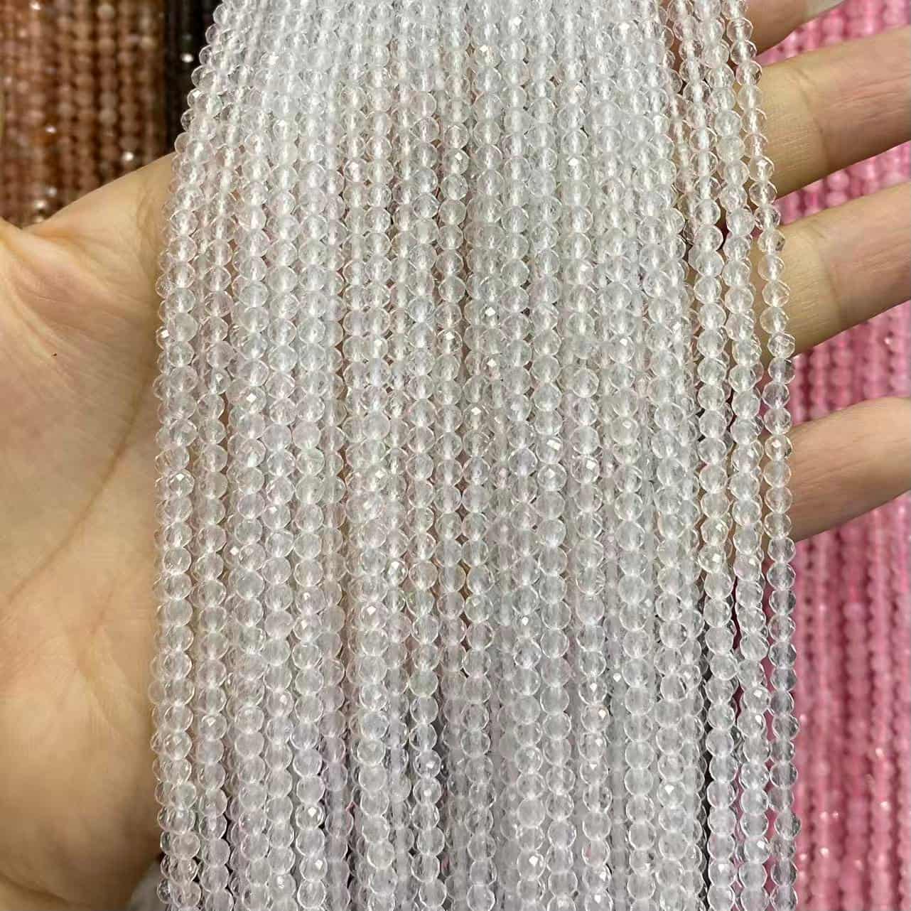 Tiny Round Faceted Beads Gemstone/Quartz/Jasper/Agate 2mm 3mm 4mm