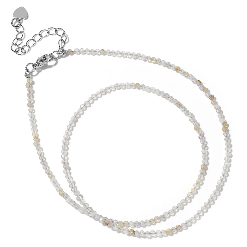 2mm Shining Beads Stone Necklace Choker Jewelry
