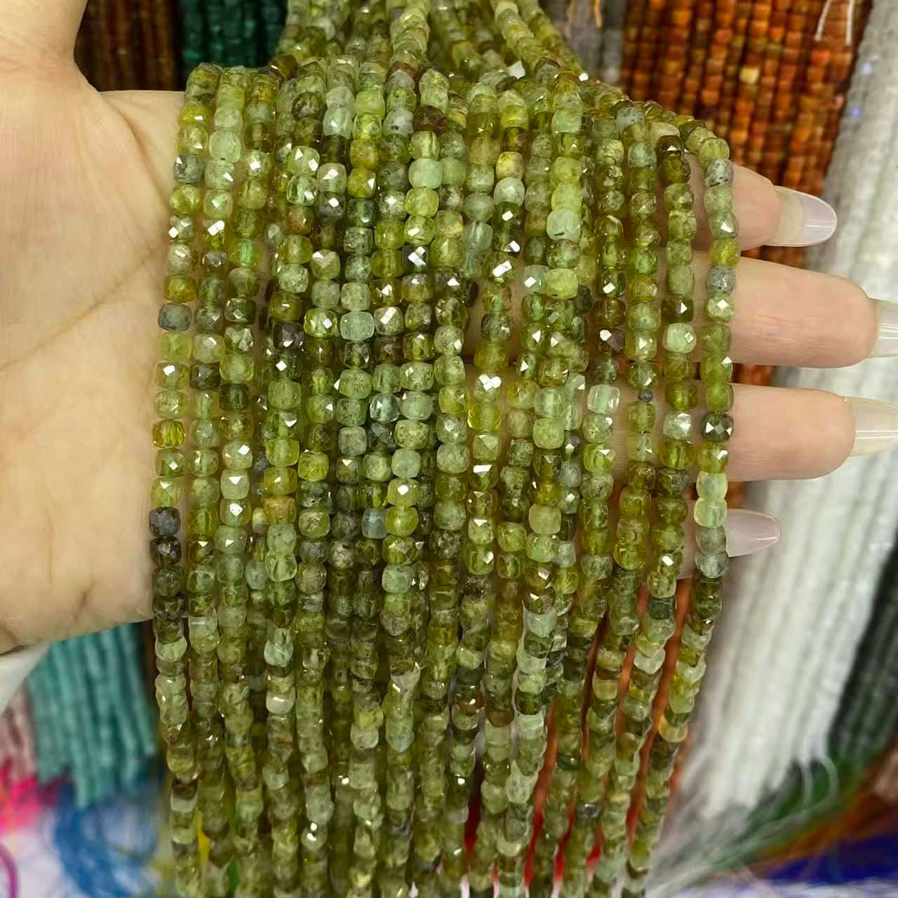 Square Faceted Beads 4-5MM Gemstone/Quartz/Jasper/Agate