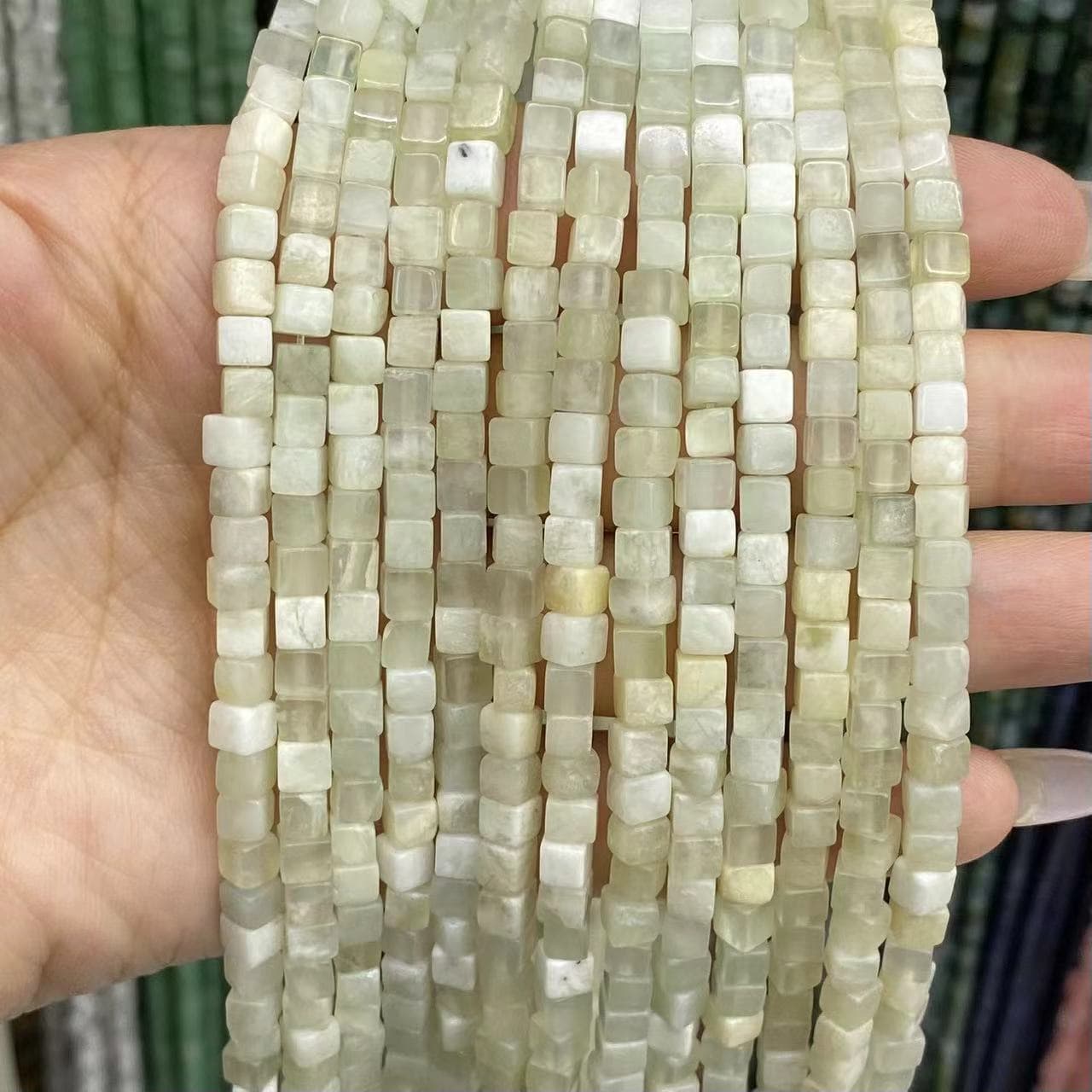 Square Cube Beads 4x4mm Quartz/Jasper/Agate/Crystal