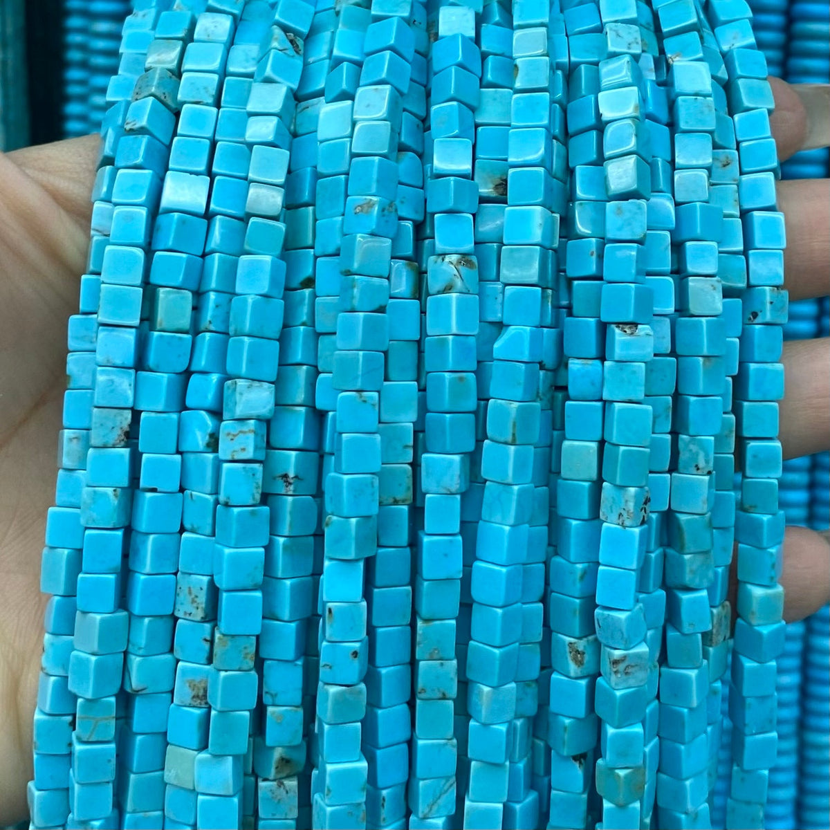 Cube Blue Turquoise Beads