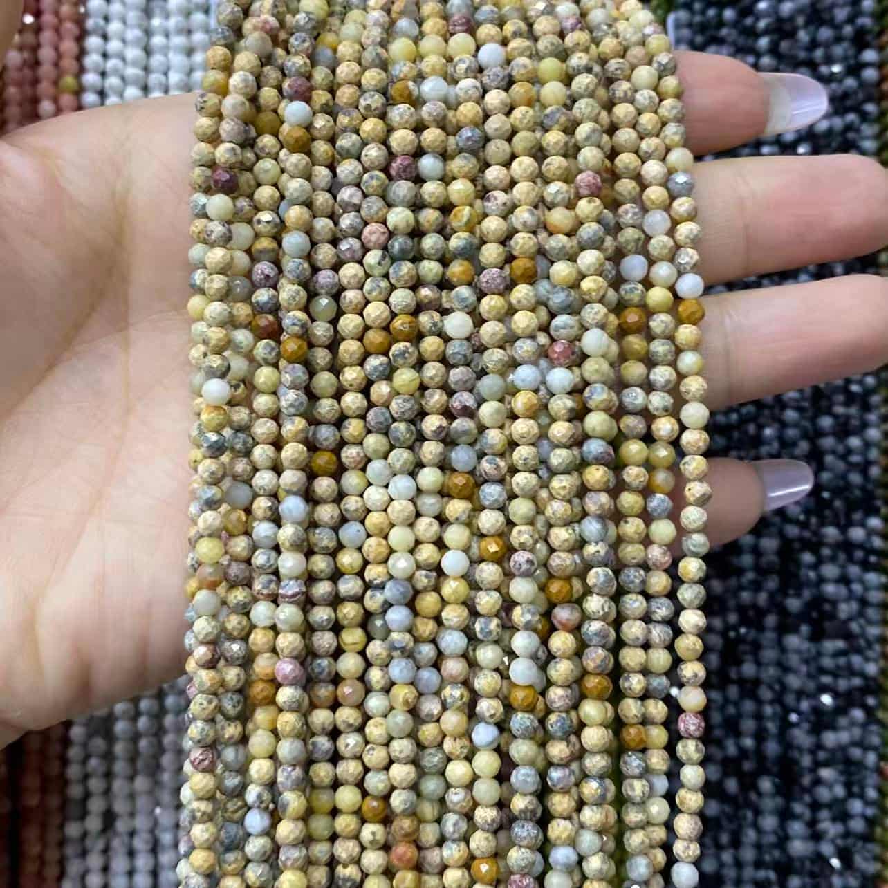 Tiny Round Faceted Beads Gemstone/Quartz/Jasper/Agate 2mm 3mm 4mm