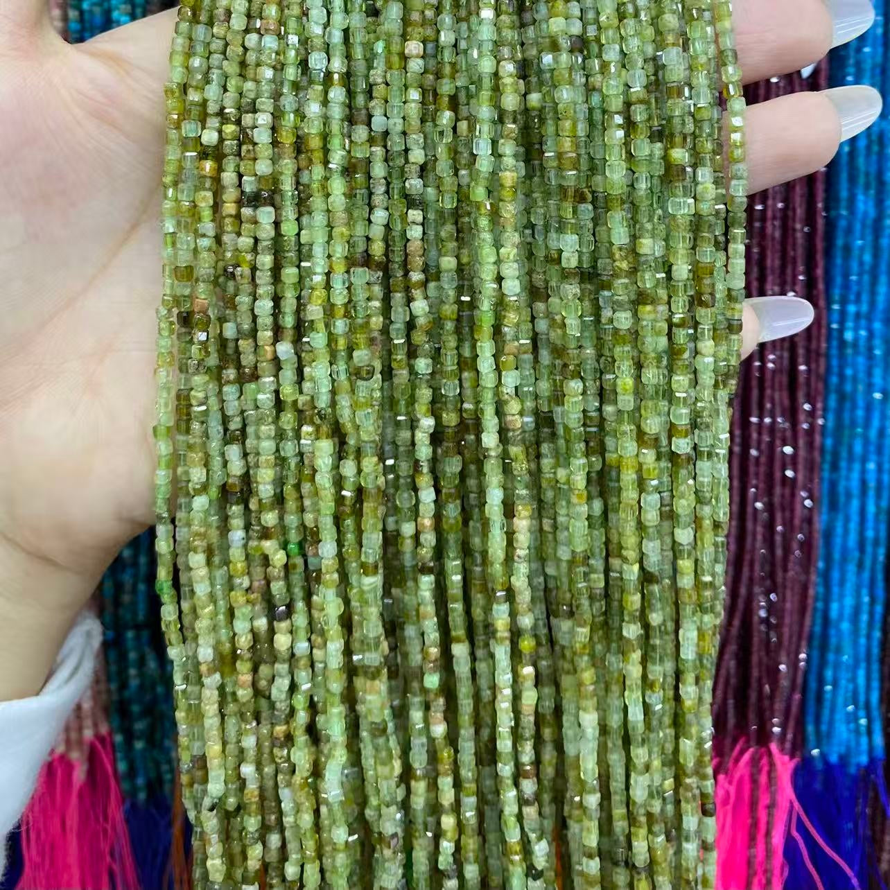 Tiny Square Faceted Beads 2-3mm Gemstone/Quartz/Jasper/Agate