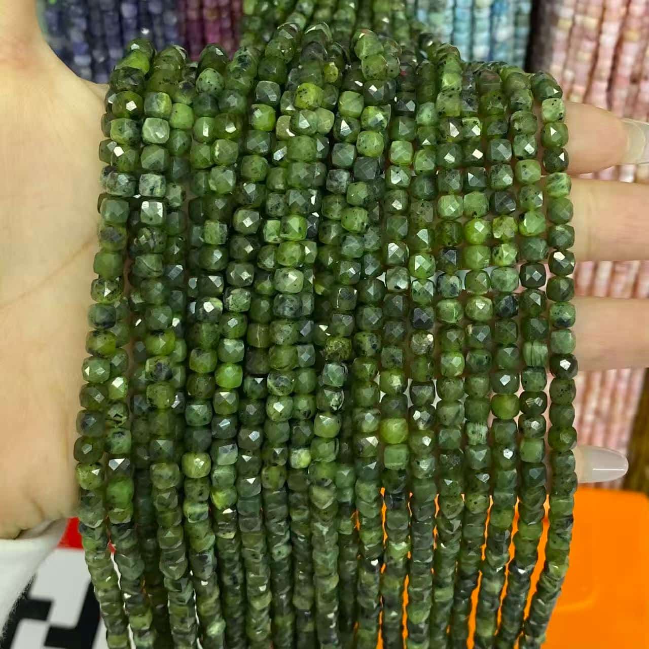 Square Faceted Beads 4-5MM Gemstone/Quartz/Jasper/Agate