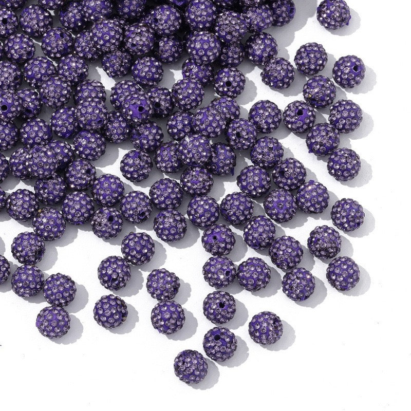 100pcs 10mm Rhinestone Beads Shiny Round Disco Ball Beads Bulk, Sparkle Crystal Clay