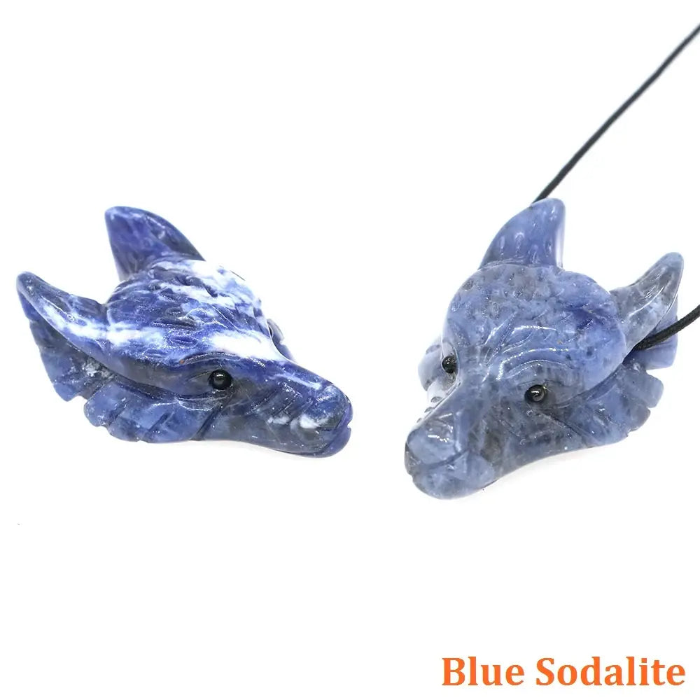 Wolf Head Statue Hand Carved Animal Figurine