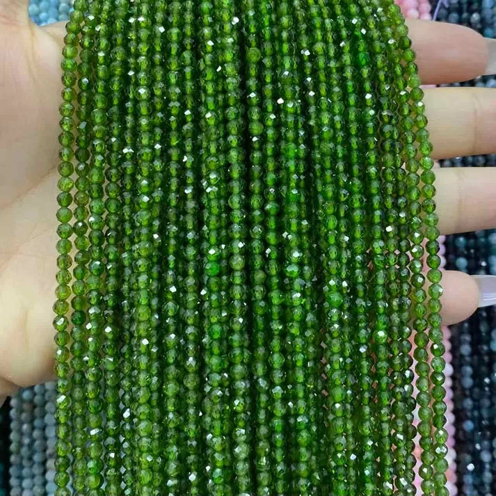 Diopside Tiny Faceted Round Beads 2mm 3mm 4mm
