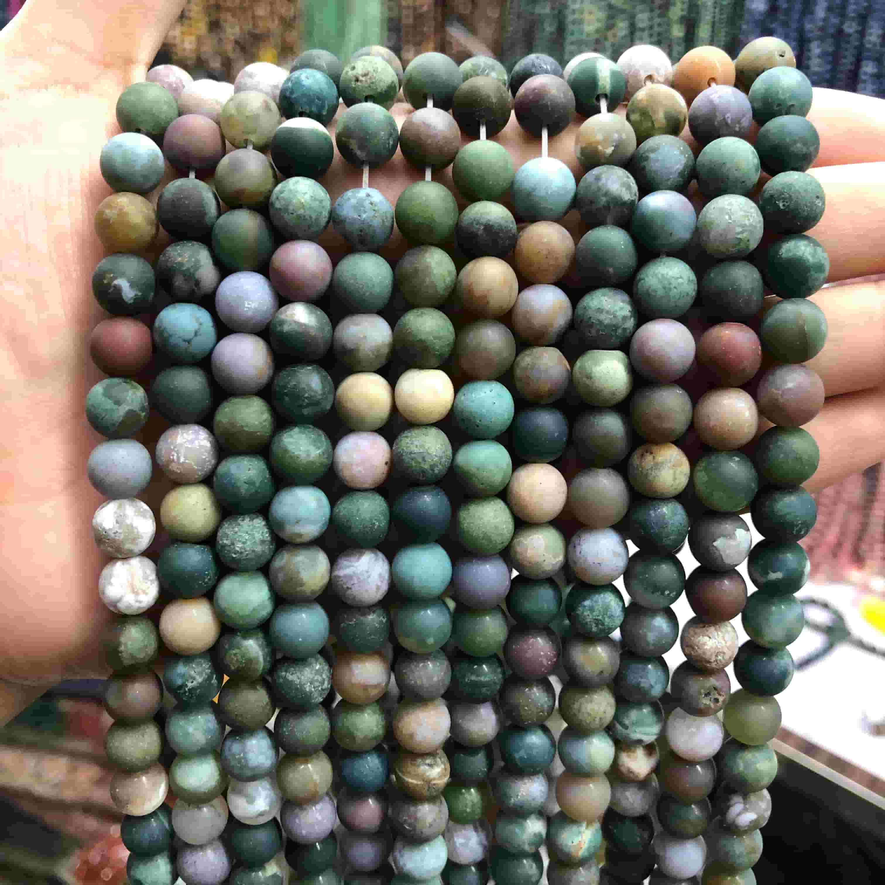 Round Matte Beads Crystal/Quartz/Jasper/Agate 4mm 6mm 8mm 10mm