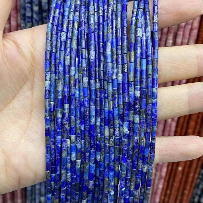 Tube Shape Lapis Beads
