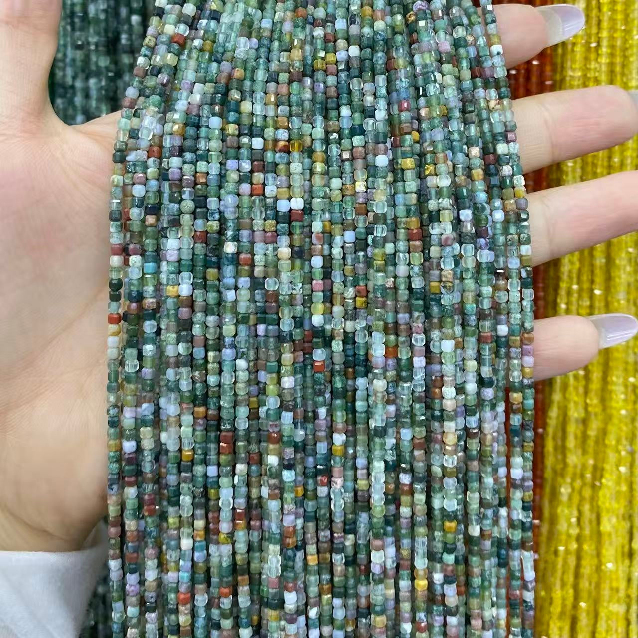 Tiny Square Faceted Beads 2-3mm Gemstone/Quartz/Jasper/Agate