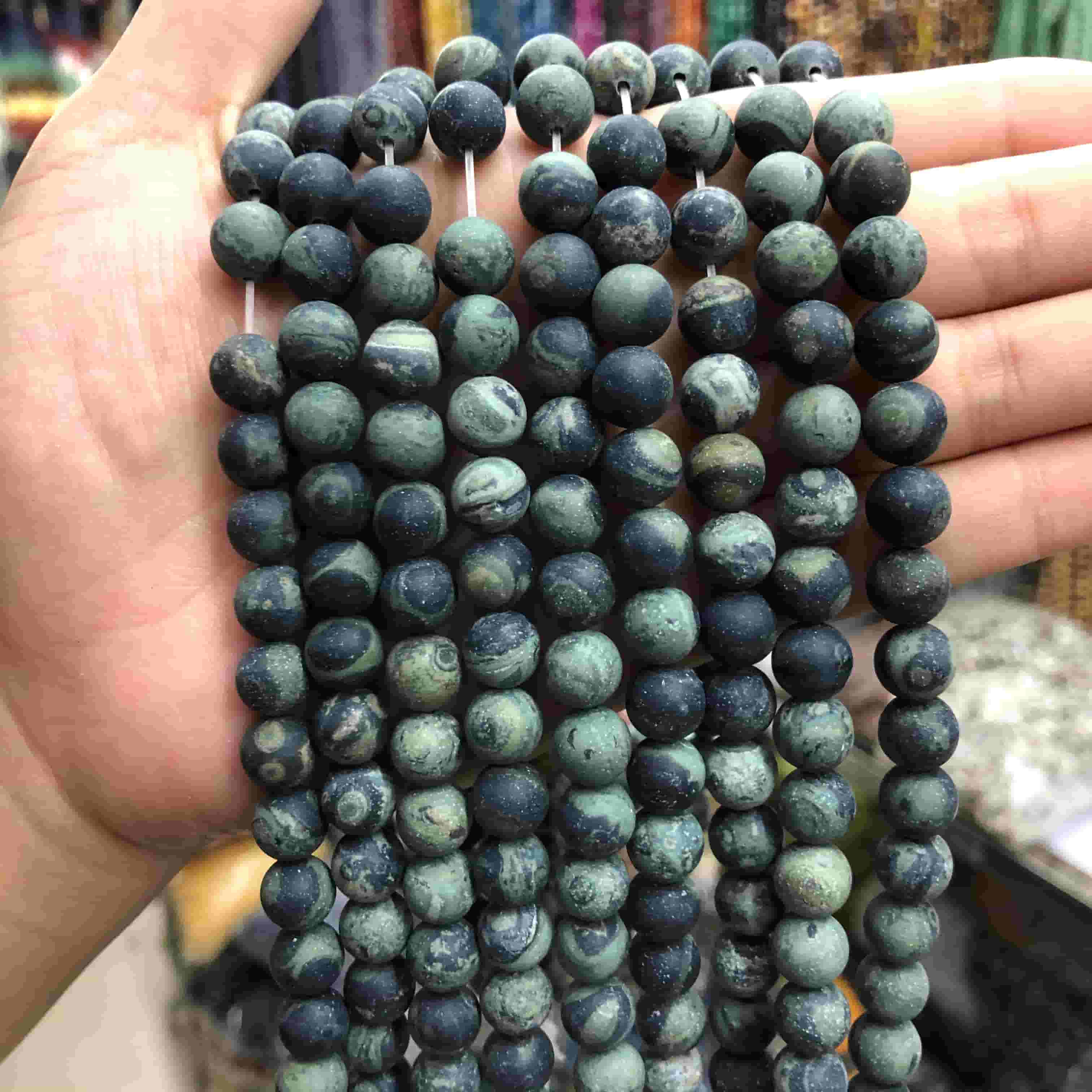 Round Matte Beads Crystal/Quartz/Jasper/Agate 4mm 6mm 8mm 10mm