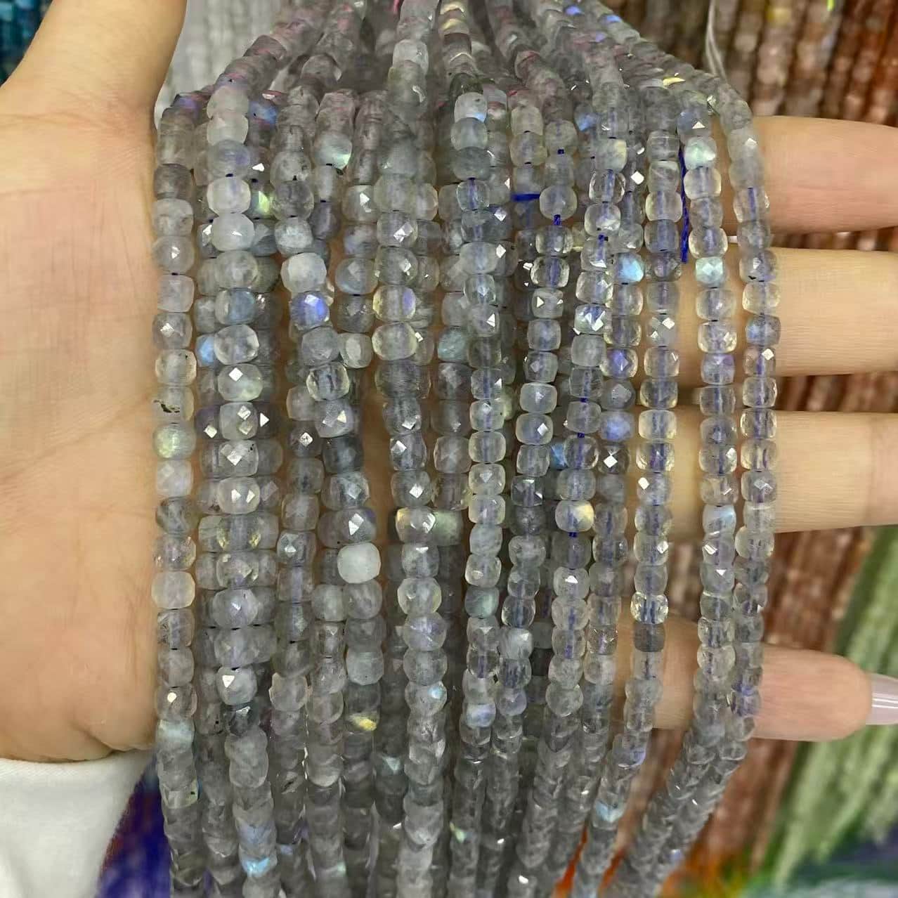 Square Faceted Beads 4-5MM Gemstone/Quartz/Jasper/Agate