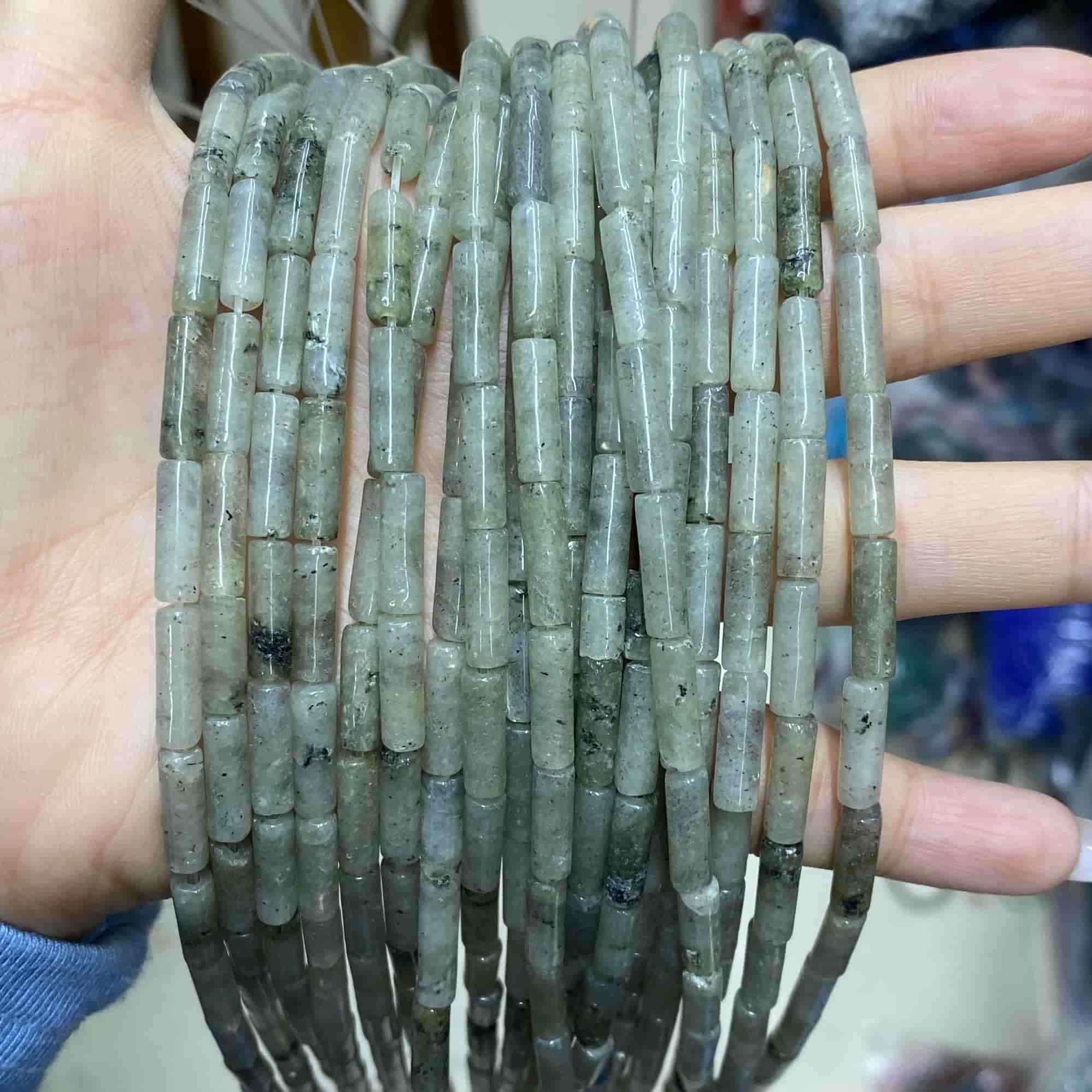 Cylindrical Tube Beads 4x13mm Quartz/Jasper/Agate/Crystal