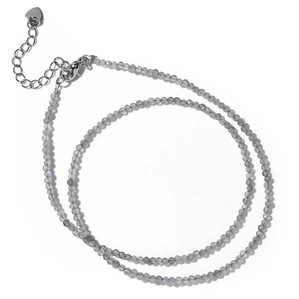 2mm Shining Beads Stone Necklace Choker Jewelry