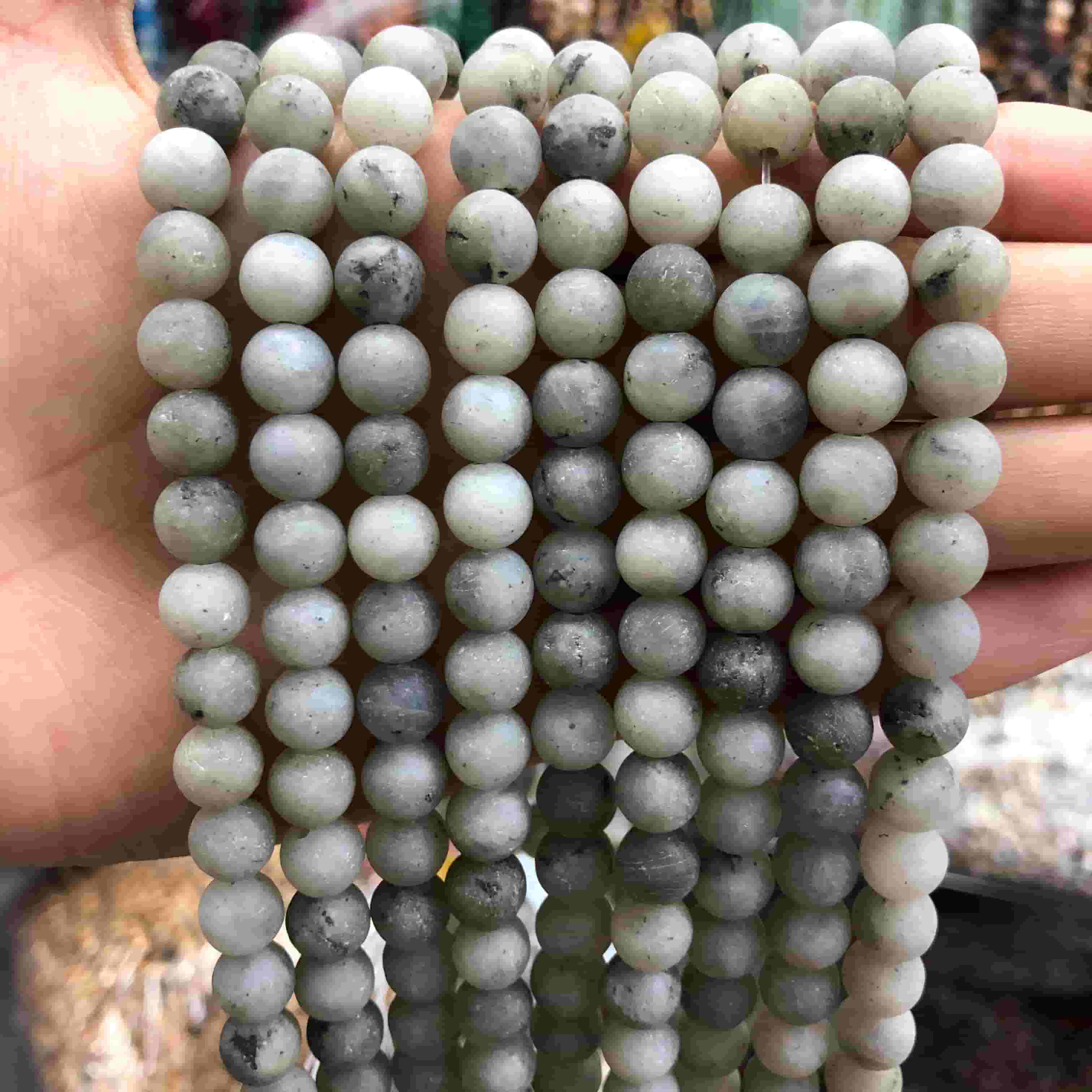 Round Matte Beads Crystal/Quartz/Jasper/Agate 4mm 6mm 8mm 10mm