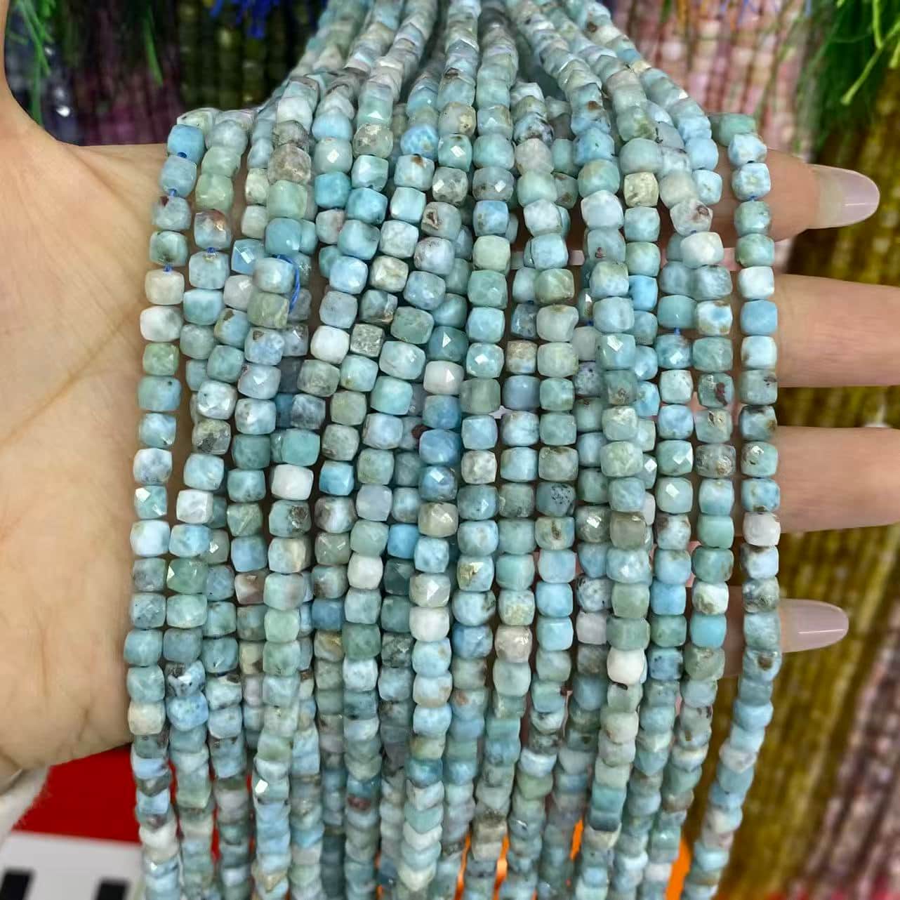 Square Faceted Beads 4-5MM Gemstone/Quartz/Jasper/Agate