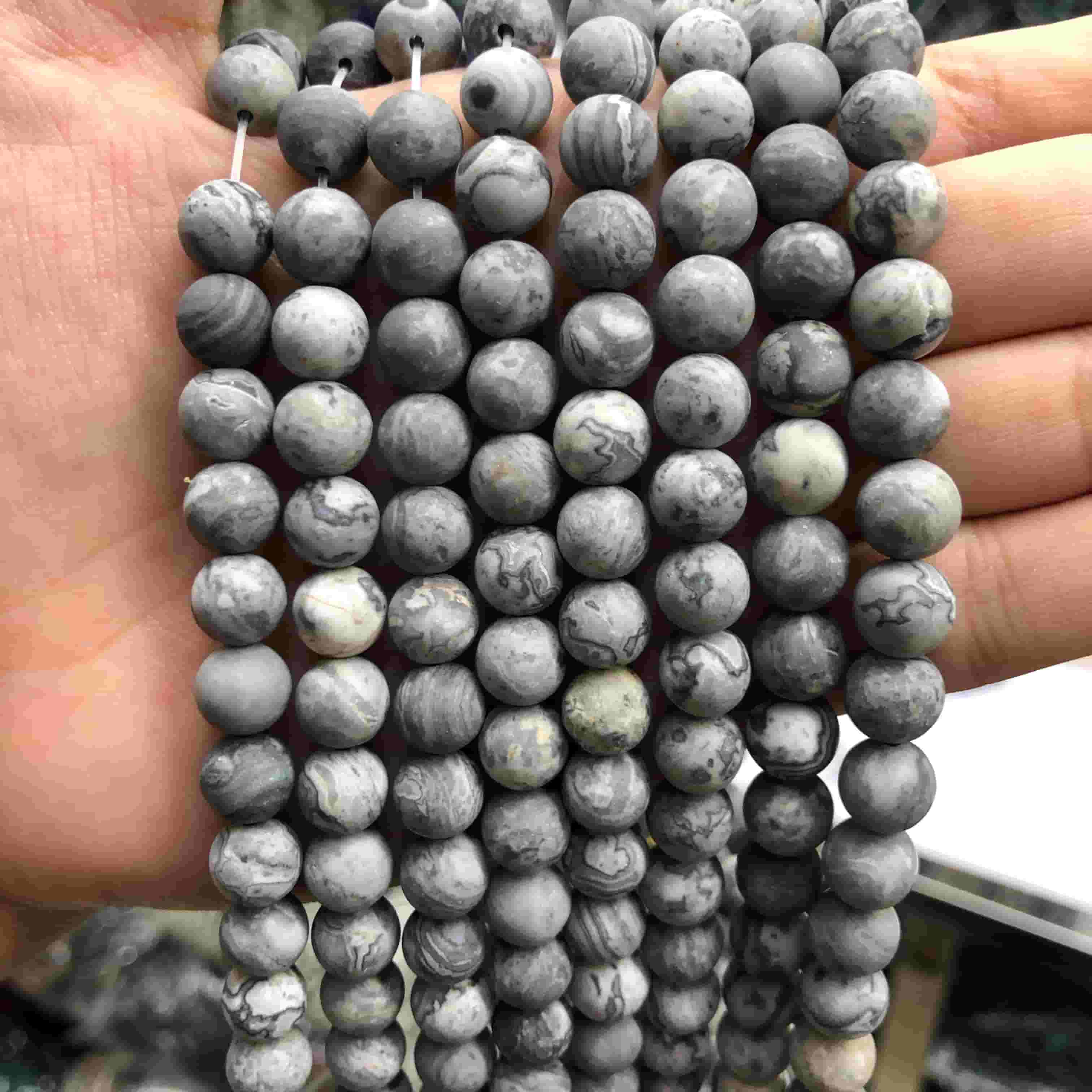 Round Matte Beads Crystal/Quartz/Jasper/Agate 4mm 6mm 8mm 10mm