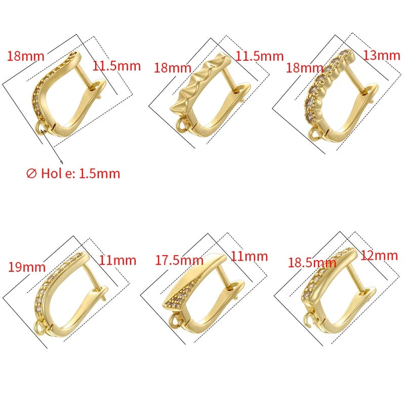 18K Golden Plated Earwire Clasp Earring Hook Accessory 1 Pair