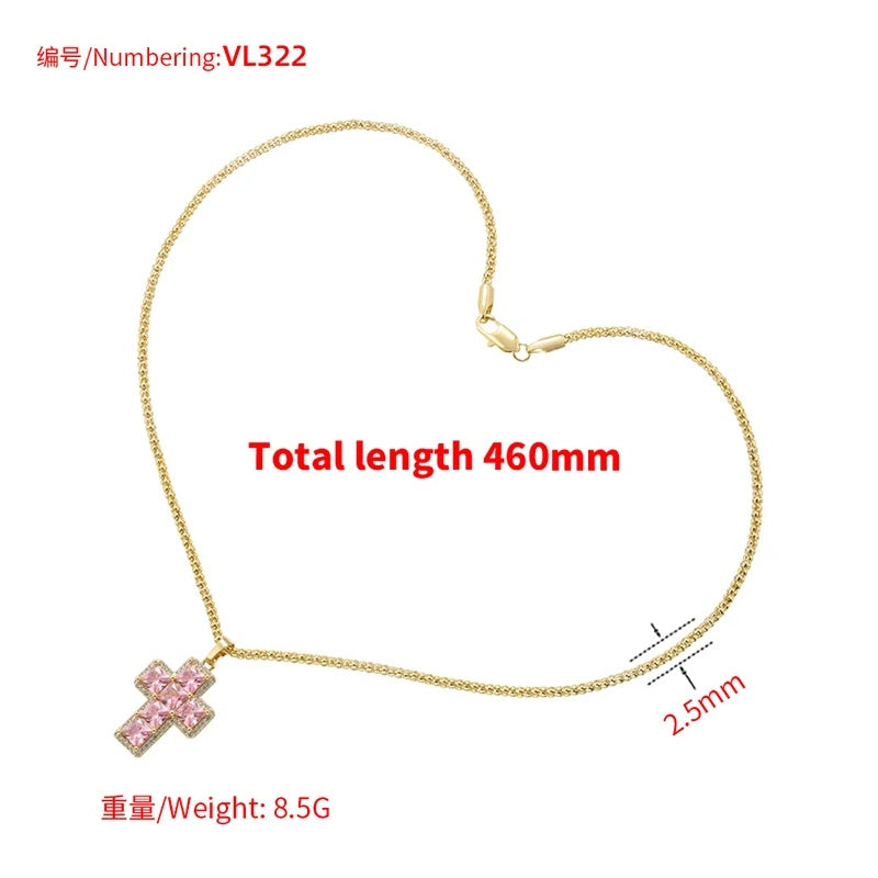 1Pcs Cross Pendants Brass Cubic Zirconia Cross Charms Necklaces