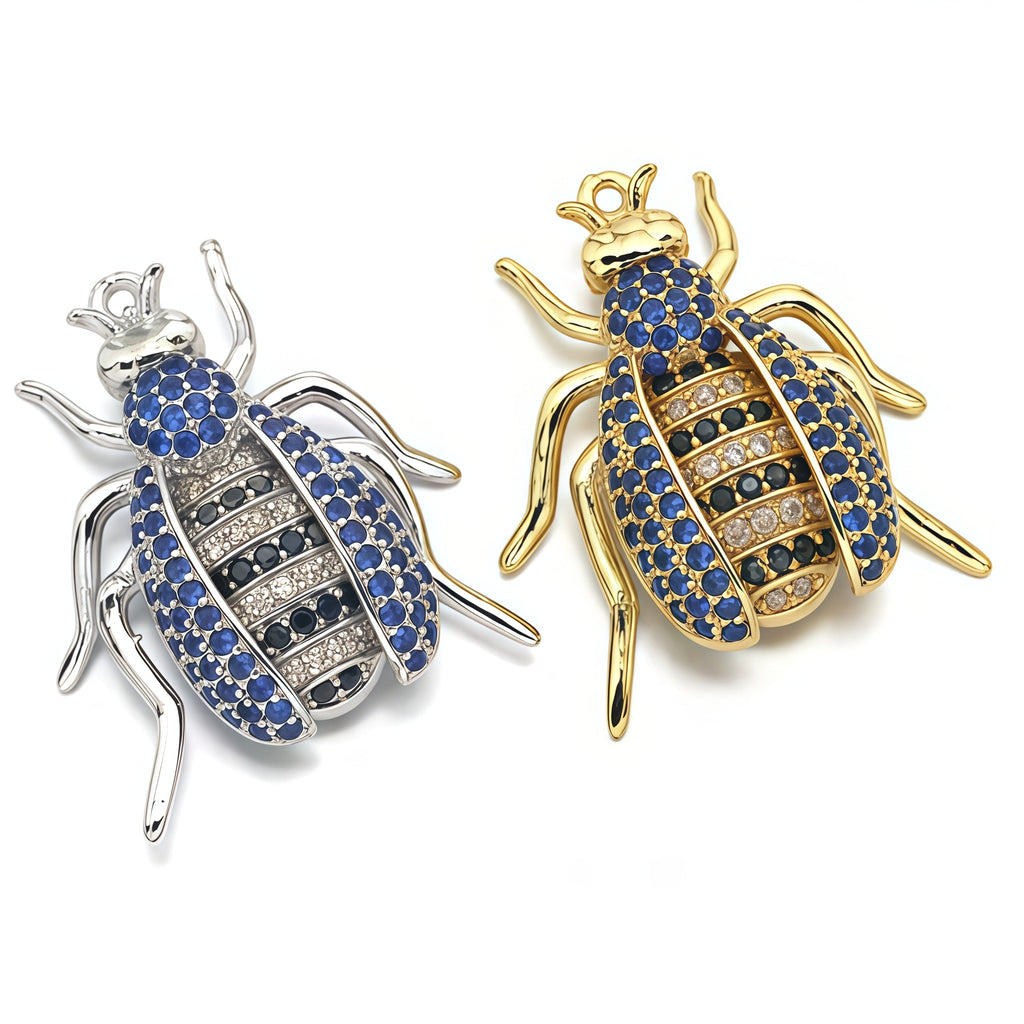1PCS Brass Cubic Zirconia Beetle Charms Pendants