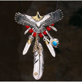 925 Silver Eagle Feather Necklace Set