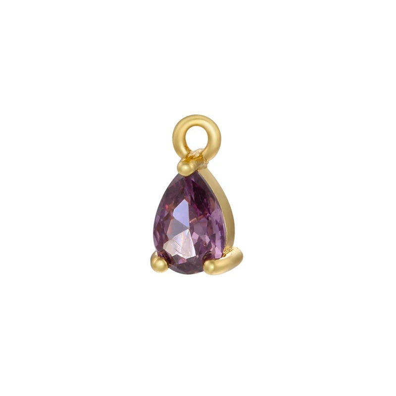 1PCS Brass CZ Water Drop Charms Pendants