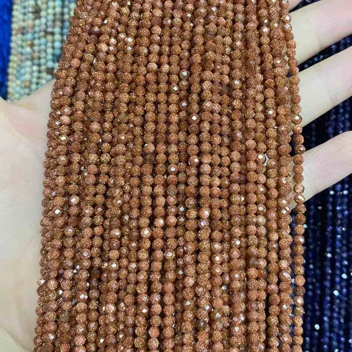 2mm 3mm 4mm Faceted Round Sandstone Beads