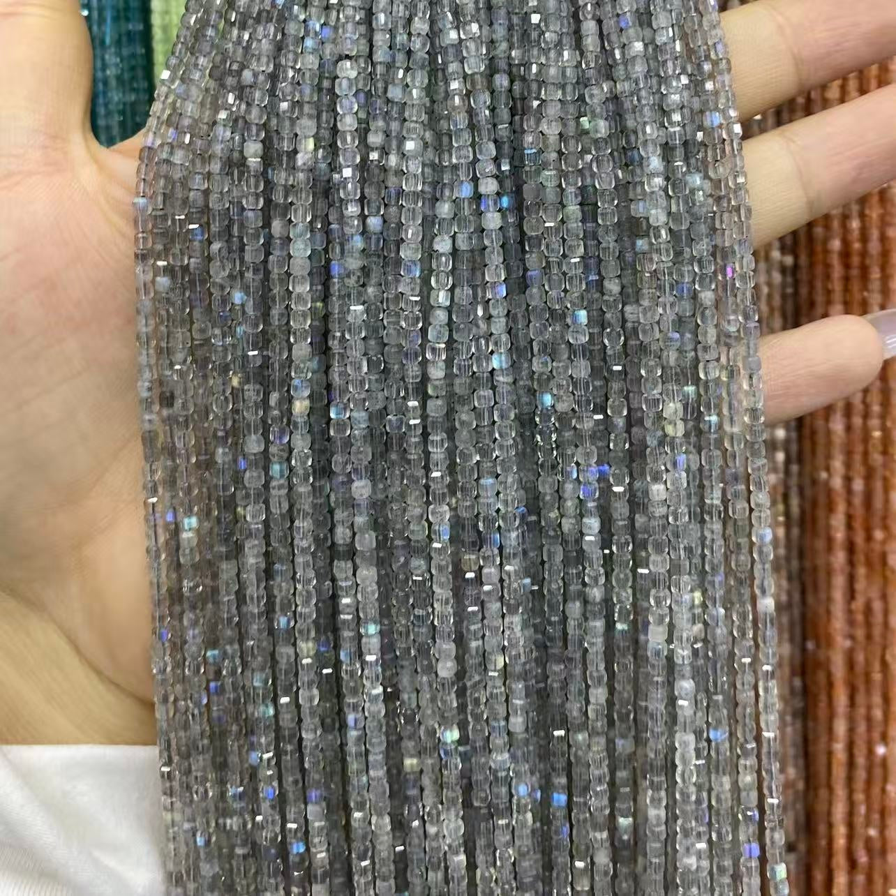 Tiny Square Faceted Beads 2-3mm Gemstone/Quartz/Jasper/Agate