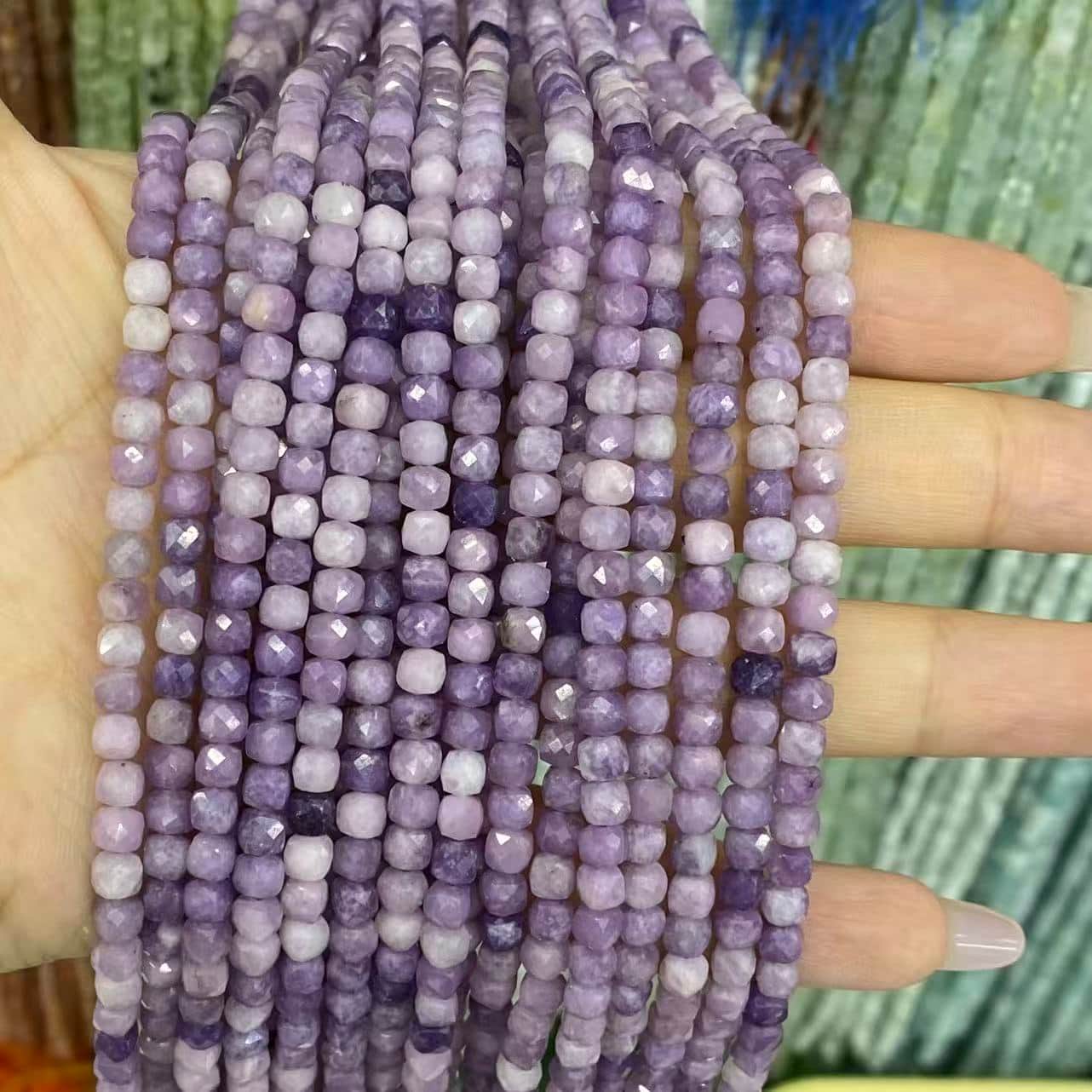 Square Faceted Beads 4-5MM Gemstone/Quartz/Jasper/Agate