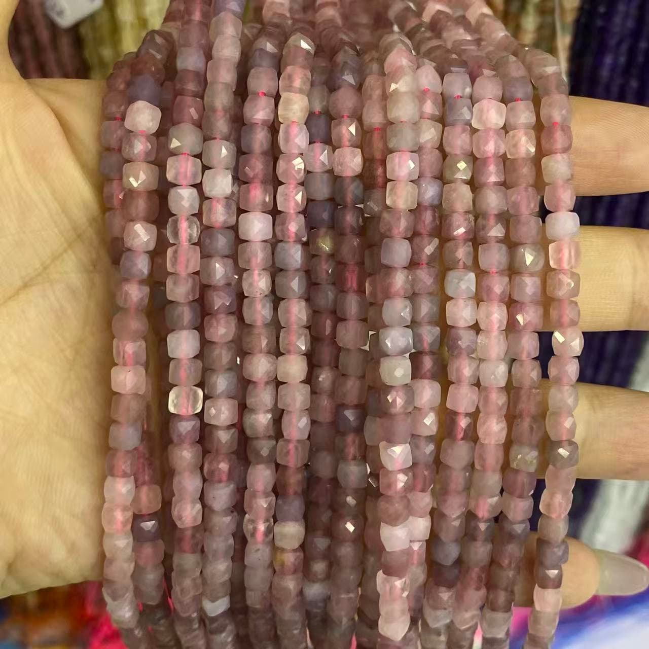 Square Faceted Beads 4-5MM Gemstone/Quartz/Jasper/Agate