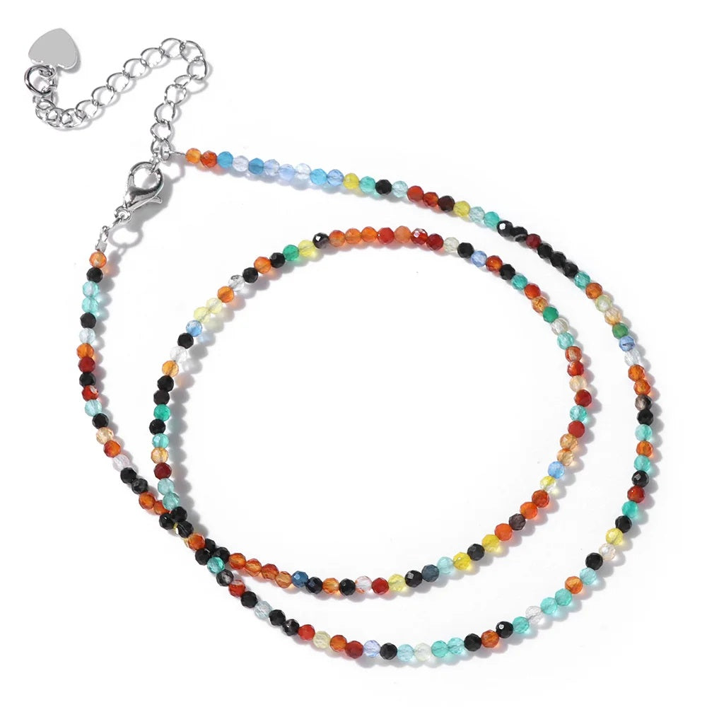 2mm Shining Beads Stone Necklace Choker Jewelry