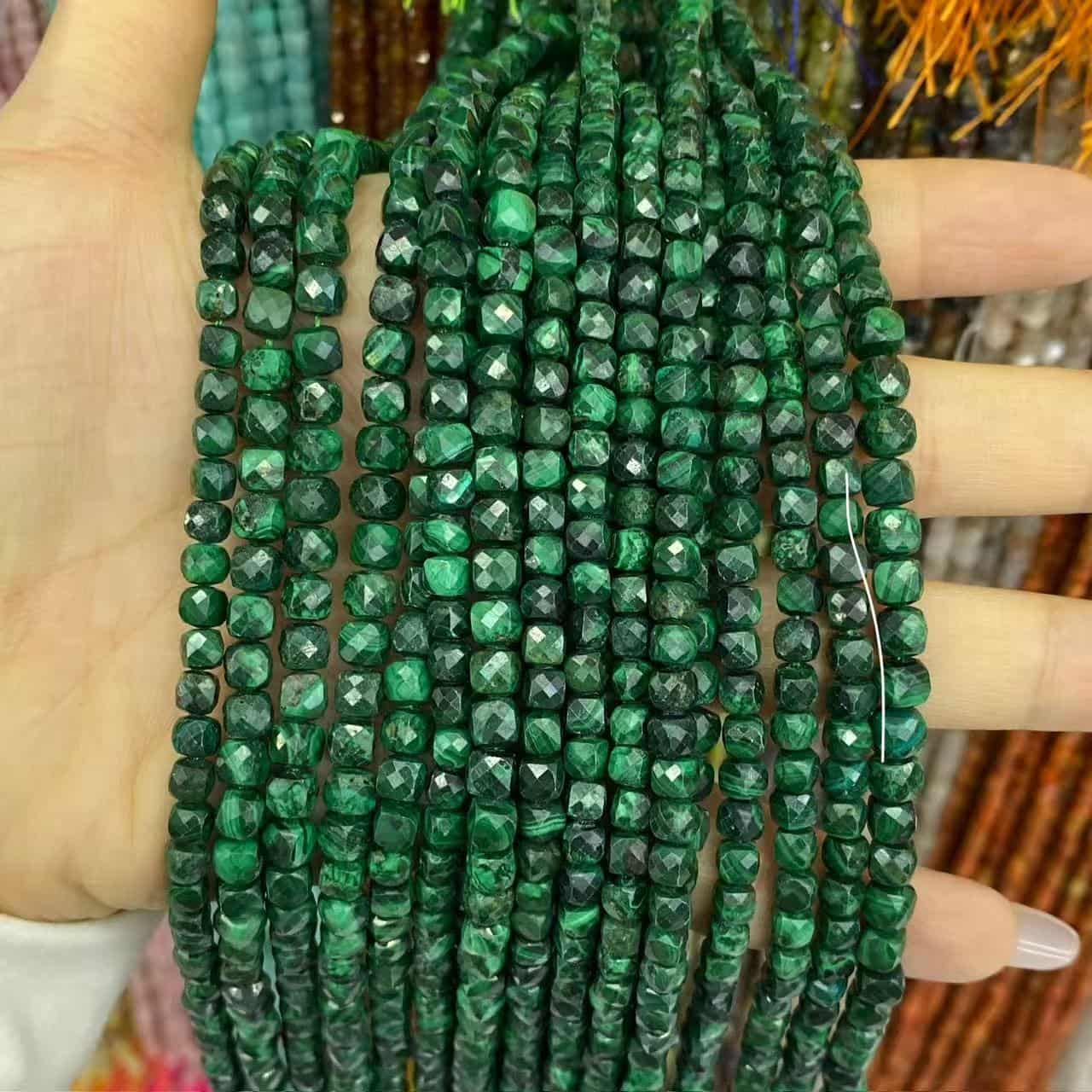 Square Faceted Beads 4-5MM Gemstone/Quartz/Jasper/Agate