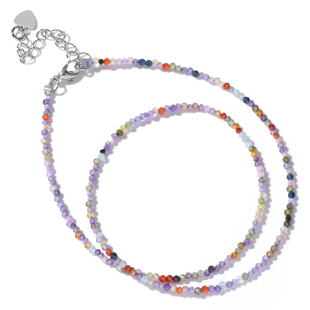 2mm Shining Beads Stone Necklace Choker Jewelry