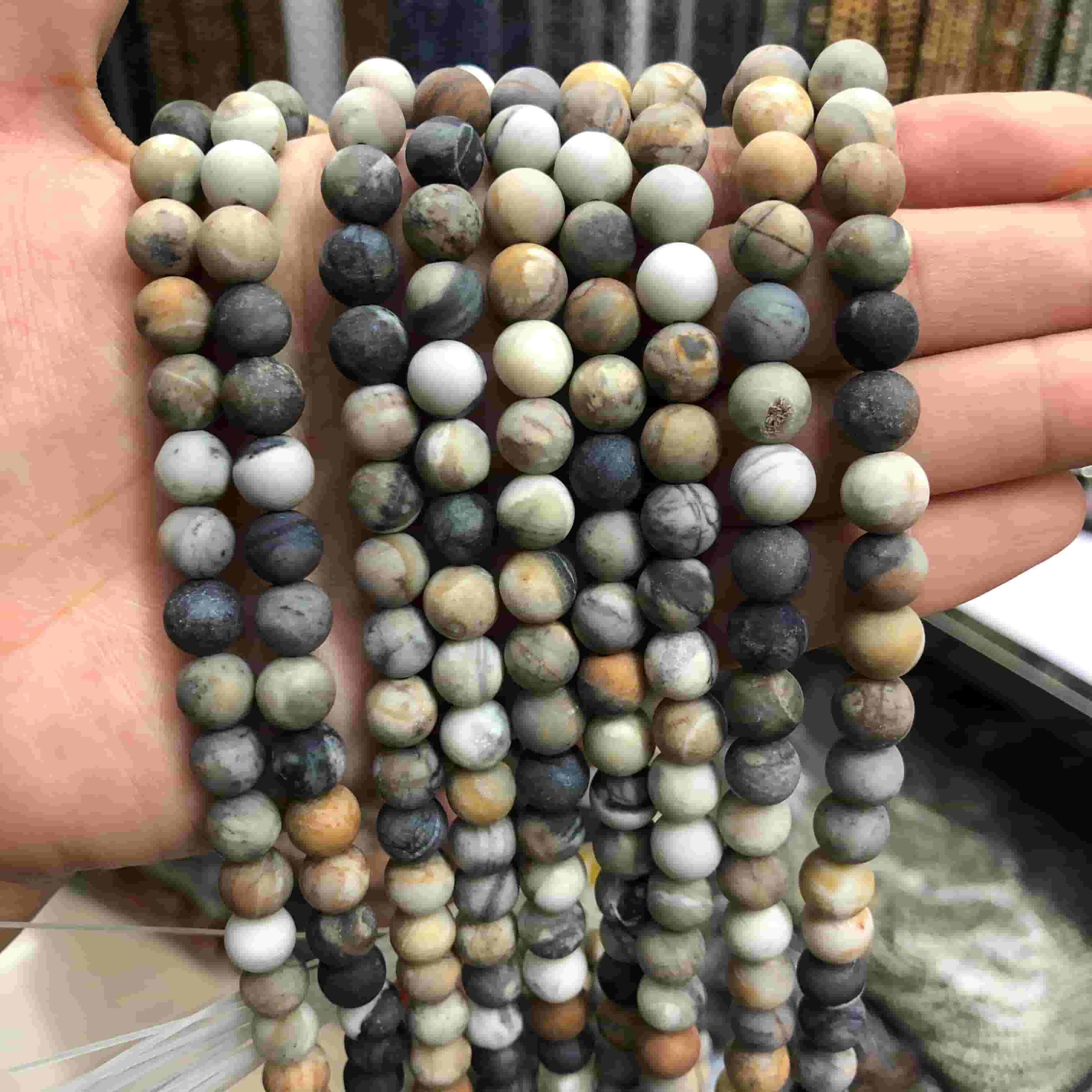 Round Matte Beads Crystal/Quartz/Jasper/Agate 4mm 6mm 8mm 10mm