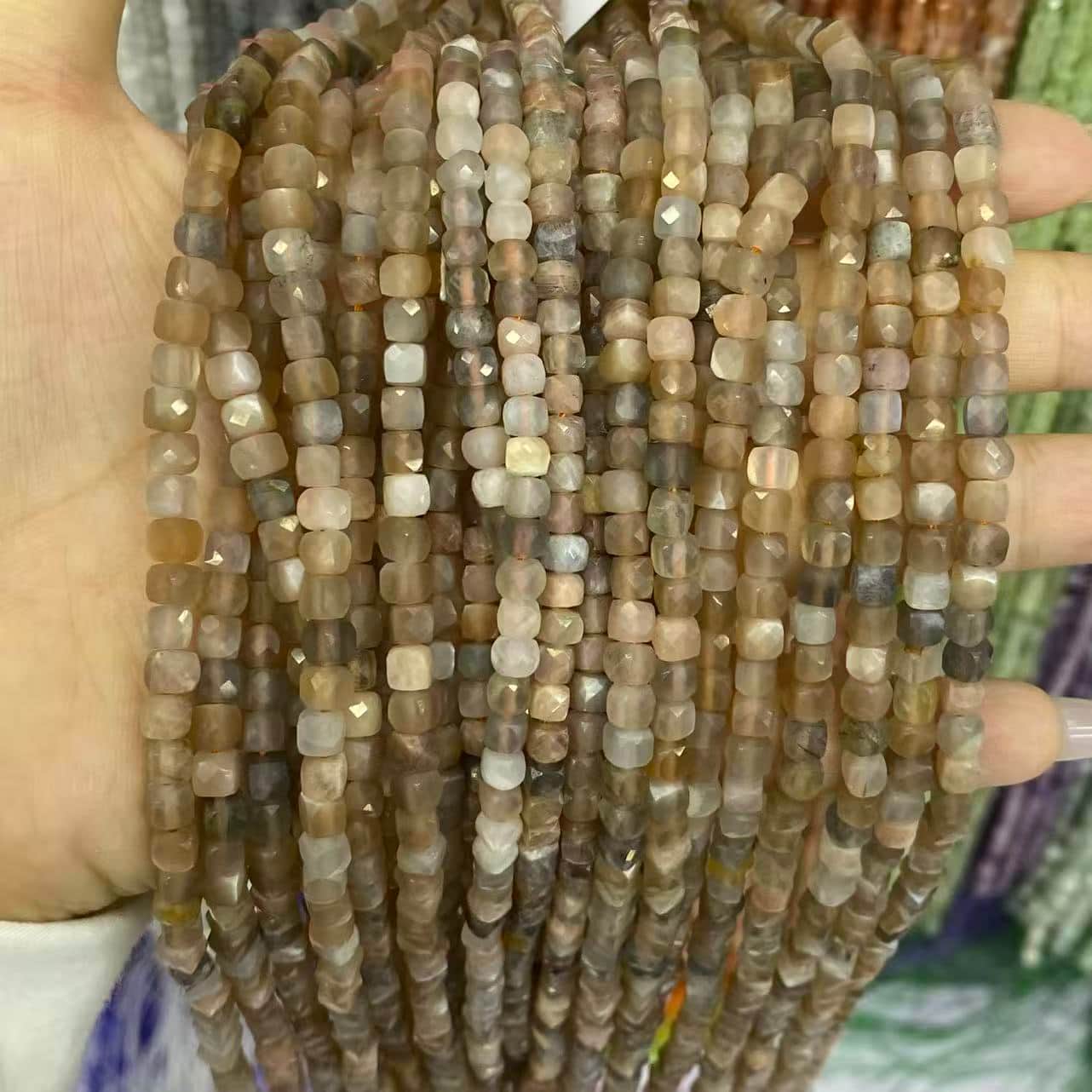 Square Faceted Beads 4-5MM Gemstone/Quartz/Jasper/Agate