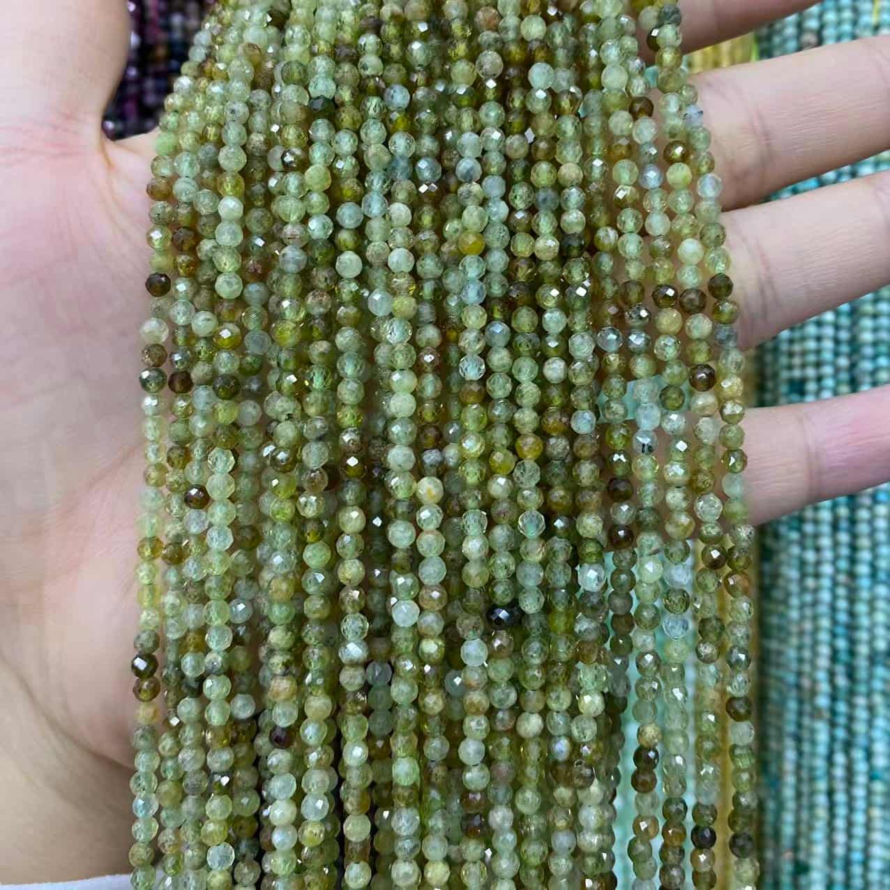 Tiny Round Faceted Beads Gemstone/Quartz/Jasper/Agate 2mm 3mm 4mm