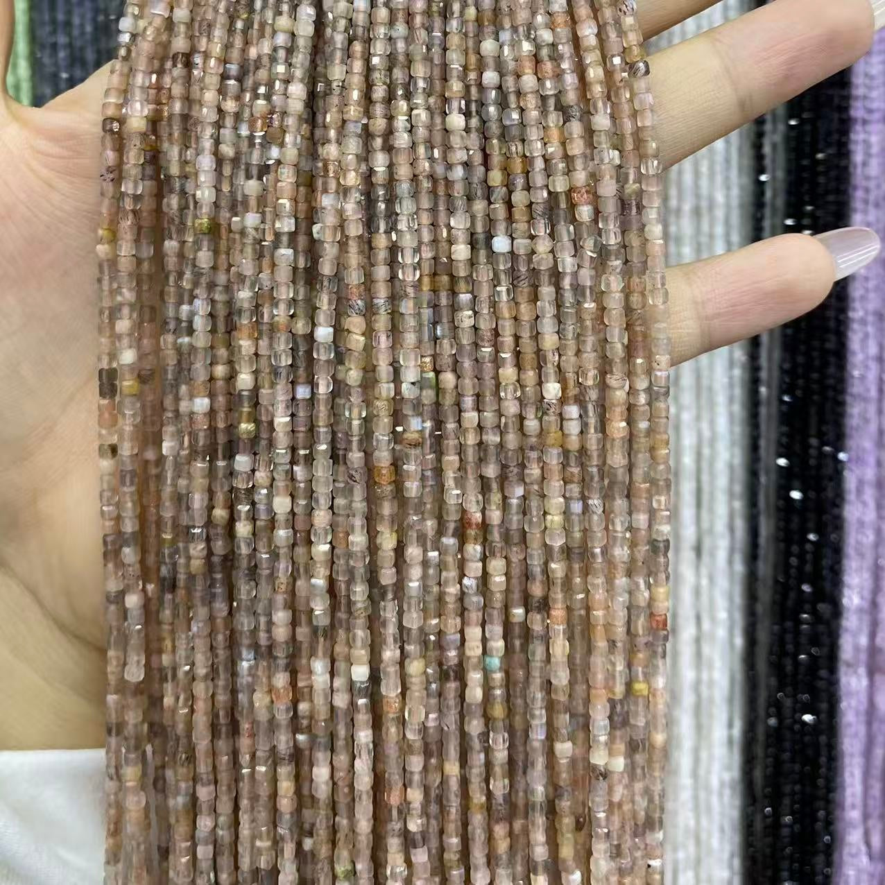 Tiny Square Faceted Beads 2-3mm Gemstone/Quartz/Jasper/Agate