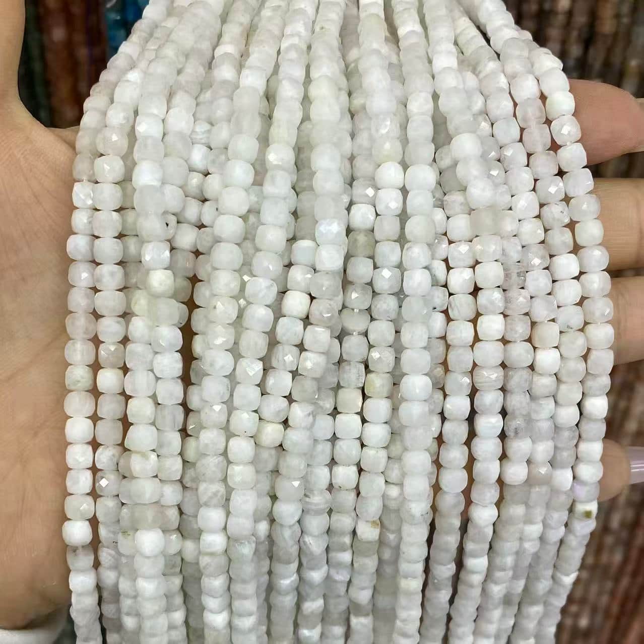 Square Faceted Beads 4-5MM Gemstone/Quartz/Jasper/Agate