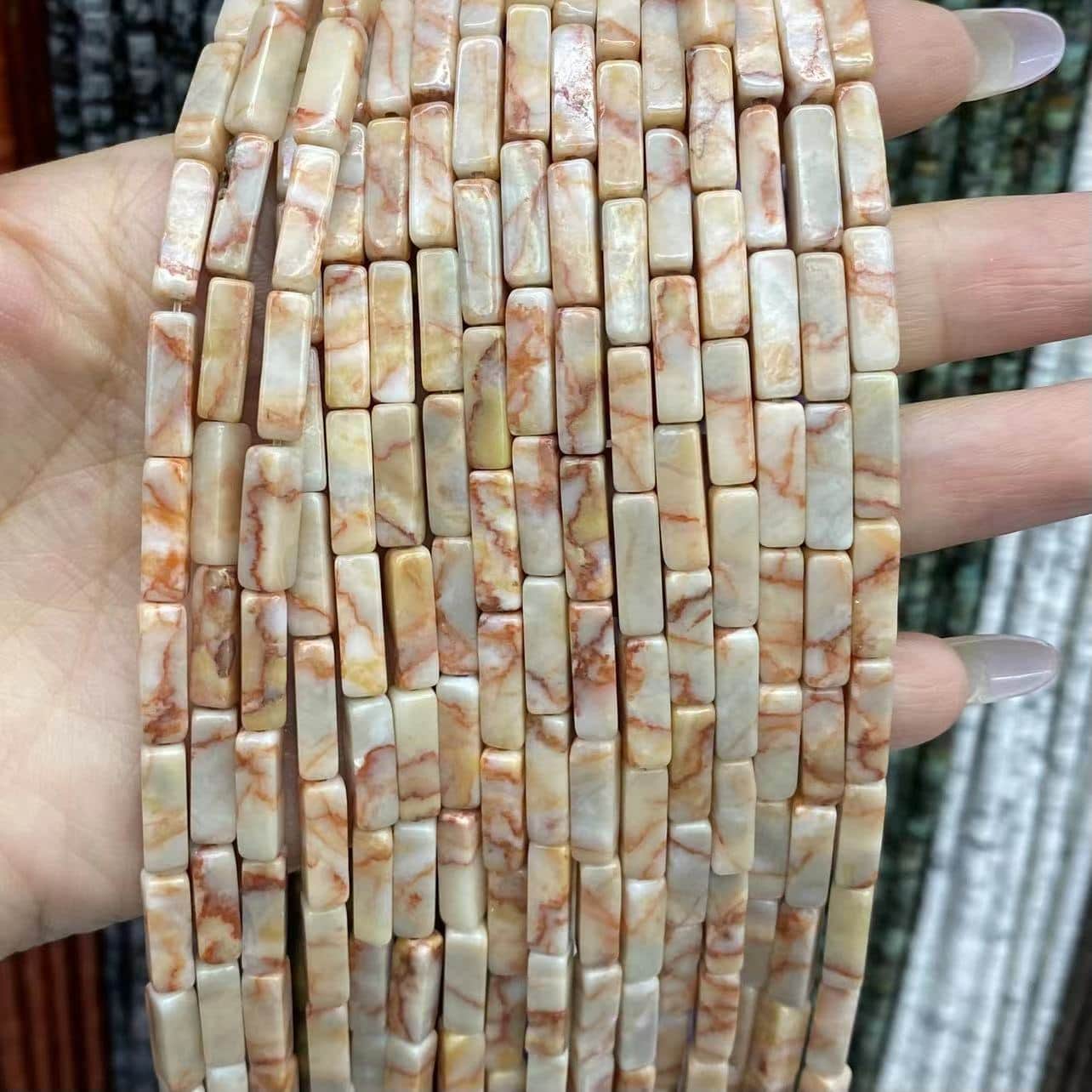 Square Tube Beads 4x13mm Quartz/Jasper/Agate/Crystal